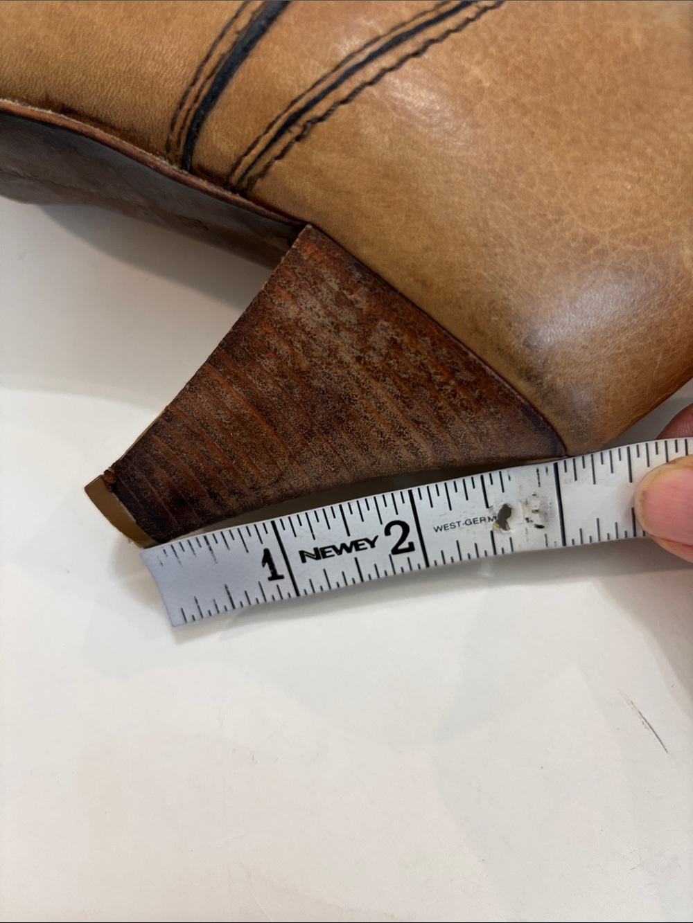 Miss Sixty Tan Leather Knee Boots Y2K Buckle Detail Stacked Heel EU 38 - Picture 12 of 15